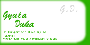 gyula duka business card